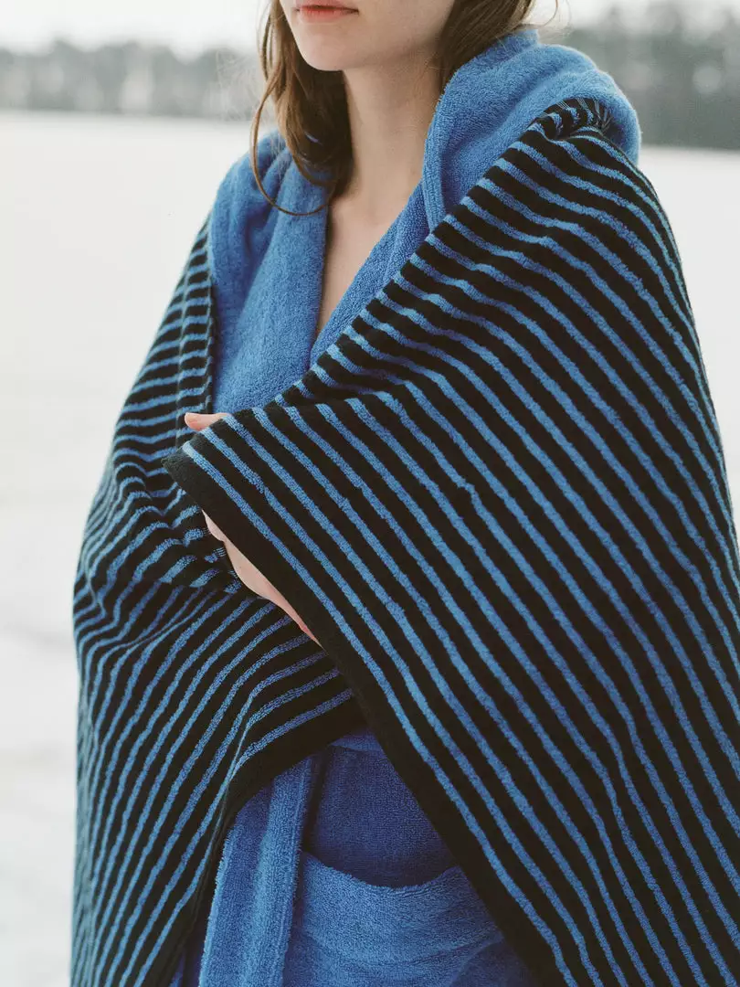 Tekla Organic Cotton Towels - Black And Blue 5 Tekla Organic Cotton Towels - Black And Blue