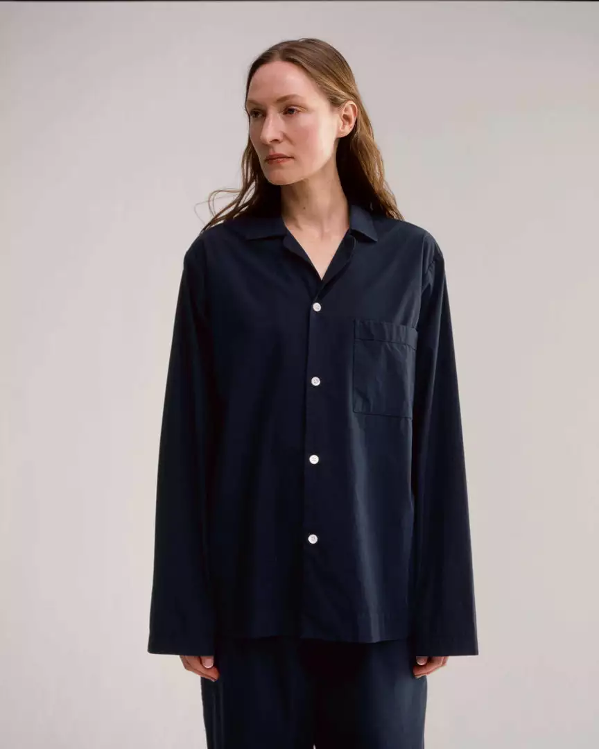Tekla Poplin Sleep Shirt - True Navy 8 Tekla Poplin Sleep Shirt - True Navy