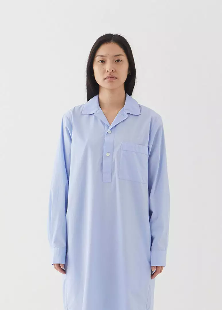 Tekla Fashion Jewellery Poplin Night Shirt - Shirt Blue 2 Tekla Fashion Jewellery Poplin Night Shirt - Shirt Blue