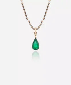 Jessica McCormack Ball N Chain Pendant - Emerald Pear Shaped 4.52ct Fashion Jewellery
