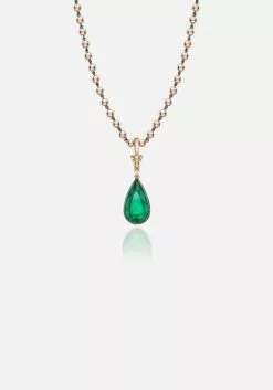 Jessica McCormack Ball N Chain Pendant - Emerald Pear Shaped 4.52ct Fashion Jewellery
