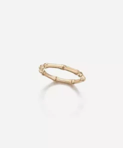 Jessica McCormack Fashion Jewellery Bamboo Ring - Rose Gold Wide Band