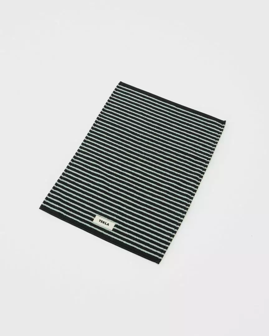 Tekla Bathmat - Black And Mint 1 Tekla Bathmat - Black And Mint
