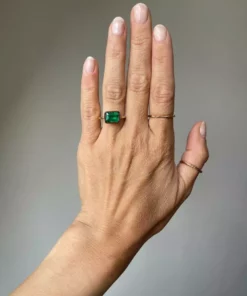 Jessica McCormack Button Back Emerald Ring - Emerald Cut East/West 3.73ct BWG Dream Gifts For Her