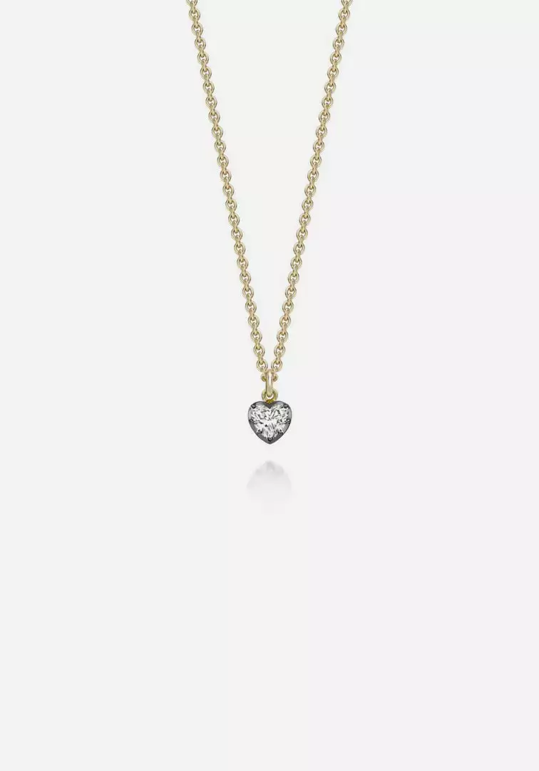 Jessica McCormack Fashion Jewellery Signature Diamond Pendant - Diamond Heart Shaped Blackened Gold 1 Jessica McCormack Fashion Jewellery Signature Diamond Pendant - Diamond Heart Shaped Blackened Gold