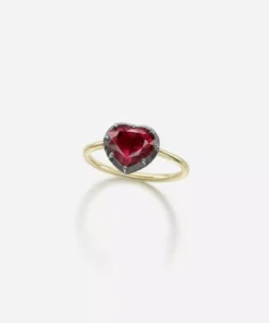Jessica McCormack Button Back Ruby Ring - Heart Shaped 1.0ct