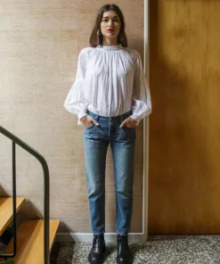 Mahsa Preacher Top In White Swiss Dot Fashion Jewellery