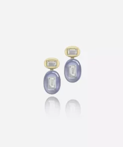 Jessica McCormack On The Rocks Earrings - Baguette Diamond And Chalcedony Drops Fashion Jewellery