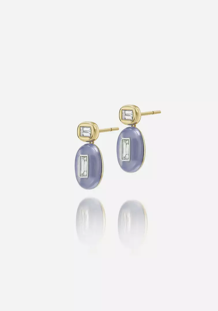 Jessica McCormack On The Rocks Earrings - Baguette Diamond And Chalcedony Drops Fashion Jewellery 2 Jessica McCormack On The Rocks Earrings - Baguette Diamond And Chalcedony Drops Fashion Jewellery