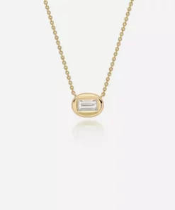 Jessica McCormack Fashion Jewellery On The Rocks Necklace - 0.75ct Baguette Cut Diamond East-West Pendant