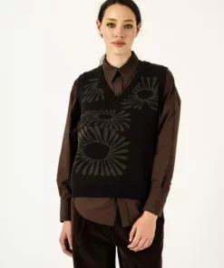 Penny Sage Anemone Vest - Bistre/Moss