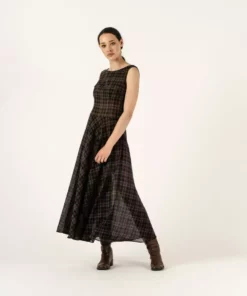 Penny Sage Cleo Dress - Liquorice Check