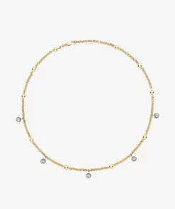 Jessica McCormack Fashion Jewellery Signature Necklace - 18" Five Stone Diamond Belcher Chain