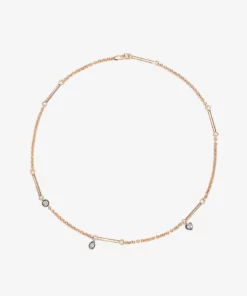Jessica McCormack Signature Necklace - 18" Multi-Shape Diamond Space Bar Belcher Chain Fashion Jewellery
