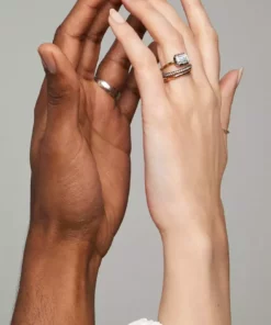 Jessica McCormack Fashion Jewellery Button Back Diamond Ring - Emerald Cut East/West 2.50ct BWG