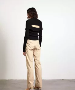 Wynn Hamlyn Clasp Ribbed Knit Top - Black Fashion Jewellery