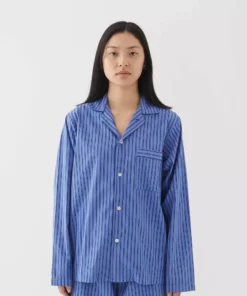 Tekla Fashion Jewellery Poplin Sleep Shirt - Boro Stripes