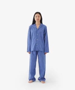 Tekla Fashion Jewellery Poplin Sleep Shirt - Boro Stripes