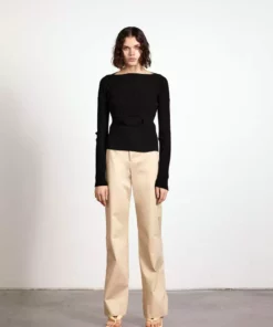 Wynn Hamlyn Clasp Ribbed Knit Top - Black Fashion Jewellery