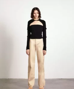 Wynn Hamlyn Clasp Ribbed Knit Top - Black Fashion Jewellery