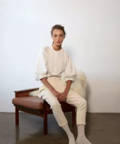 Rory William Docherty Embroidered Bib Front Lantern Sleeve Shirt