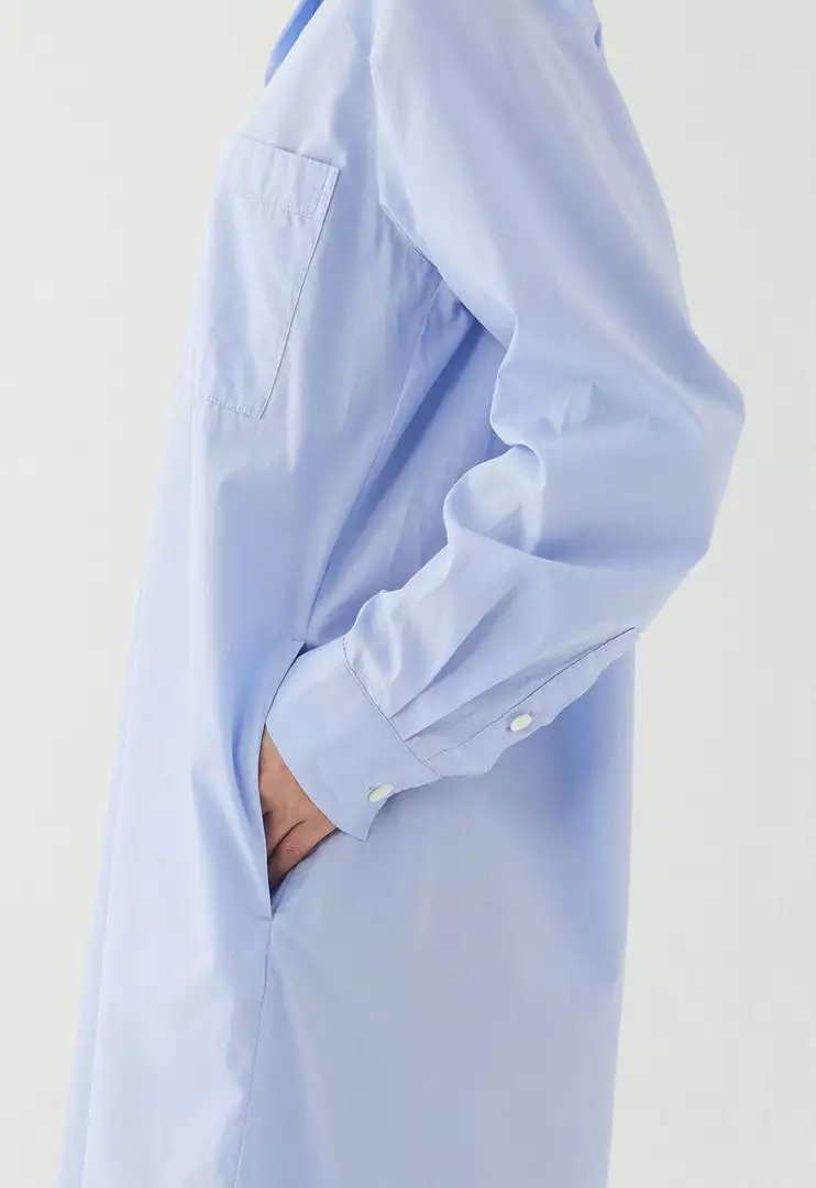 Tekla Fashion Jewellery Poplin Night Shirt - Shirt Blue 4 Tekla Fashion Jewellery Poplin Night Shirt - Shirt Blue