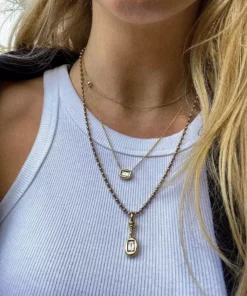 Jessica McCormack Fashion Jewellery On The Rocks Necklace - 0.75ct Baguette Cut Diamond East-West Pendant