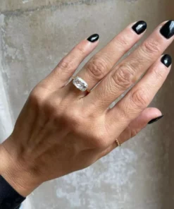 Jessica McCormack Elongated Cushion East-West Diamond Ring