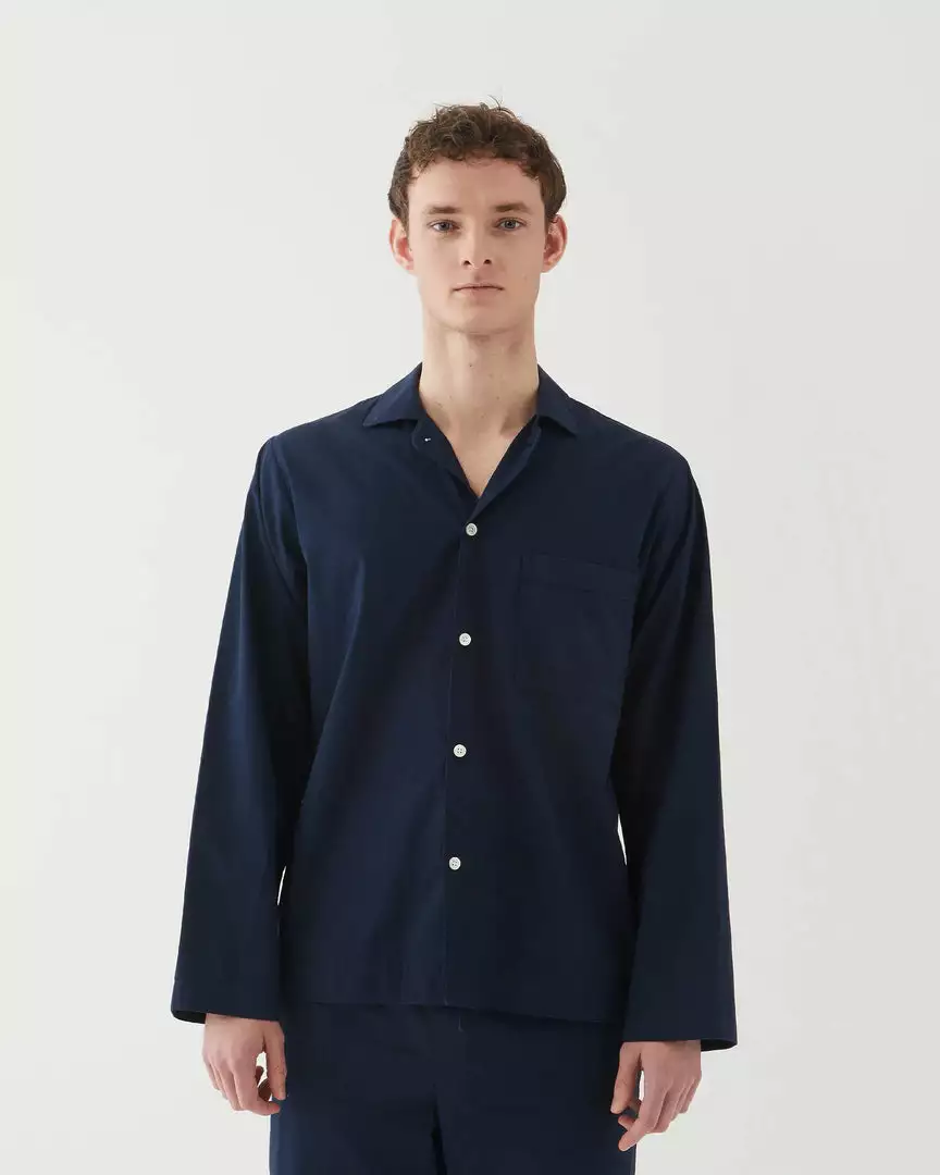 Tekla Poplin Sleep Shirt - True Navy 5 Tekla Poplin Sleep Shirt - True Navy