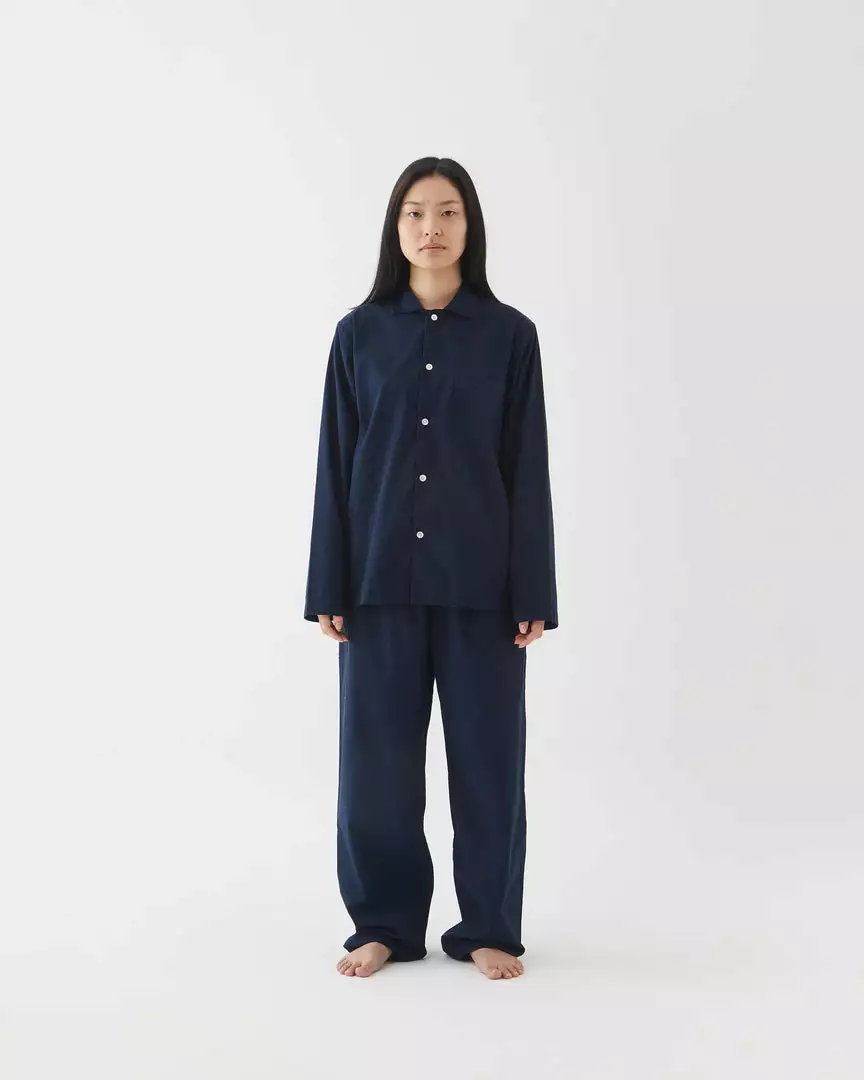 Tekla Poplin Sleep Shirt - True Navy 4 Tekla Poplin Sleep Shirt - True Navy