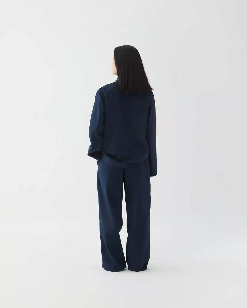 Tekla Poplin Sleep Shirt - True Navy 3 Tekla Poplin Sleep Shirt - True Navy