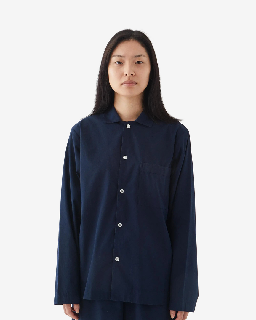 Tekla Poplin Sleep Shirt - True Navy 1 Tekla Poplin Sleep Shirt - True Navy