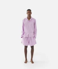 Tekla Dream Gifts For Her Poplin Sleep Shirt - Purple Pink