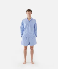 Tekla Poplin Sleep Shorts - Pin Stripes