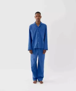 Tekla New Arrivals Poplin Sleep Shirt - Royal Blue