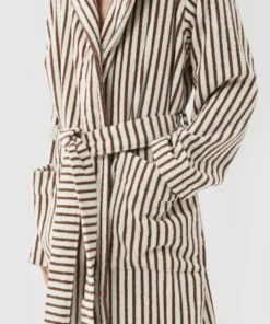 Tekla Hooded Bathrobe - Kodiak Stripe