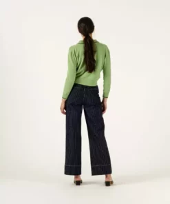 Penny Sage Temp Jeans - Pinstripe